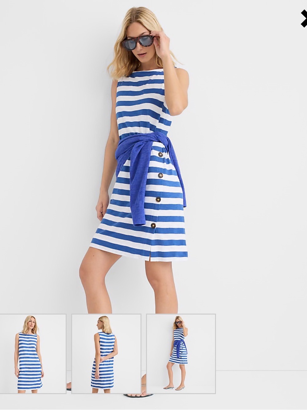 Striped Side Button Mini Dress